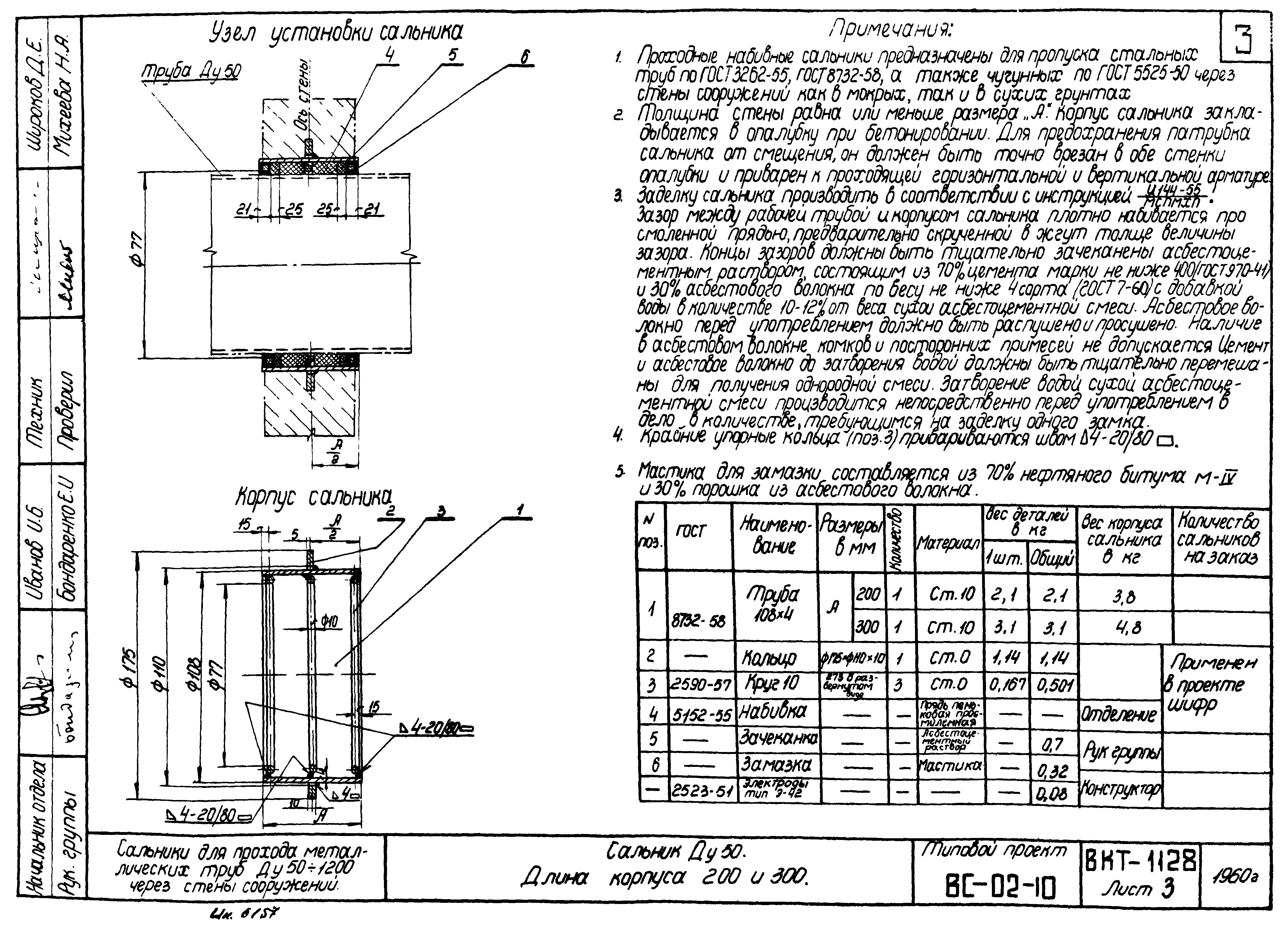 Cальники Ду50 ВС-02-10. Страница 1