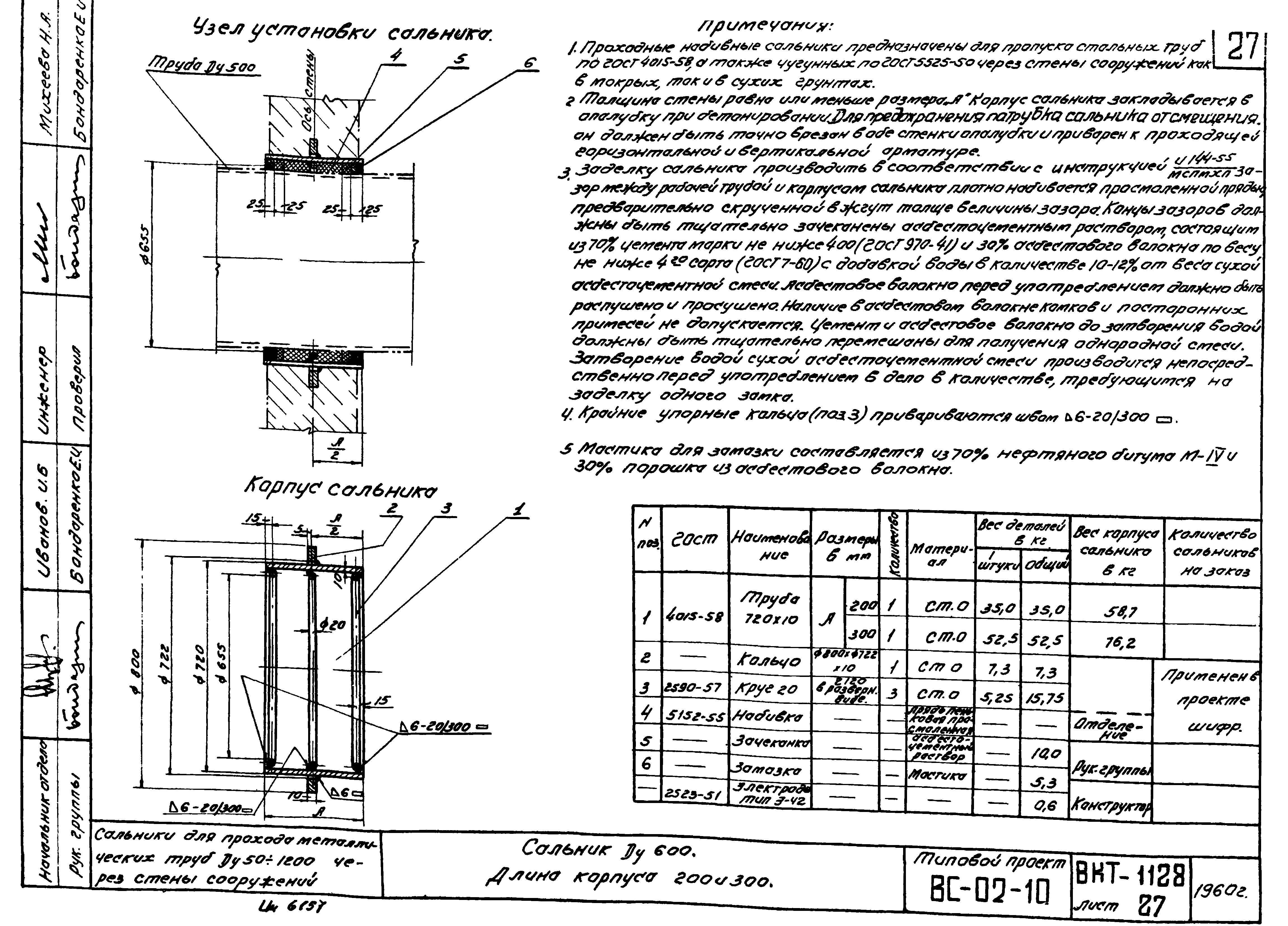 Cальники Ду600 ВС-02-10. Страница 1