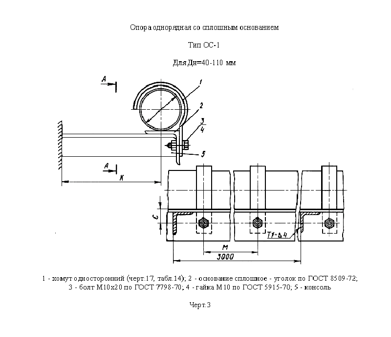 Опора однорядная со сплошным основанием. Тип ОС-1. Страница 2