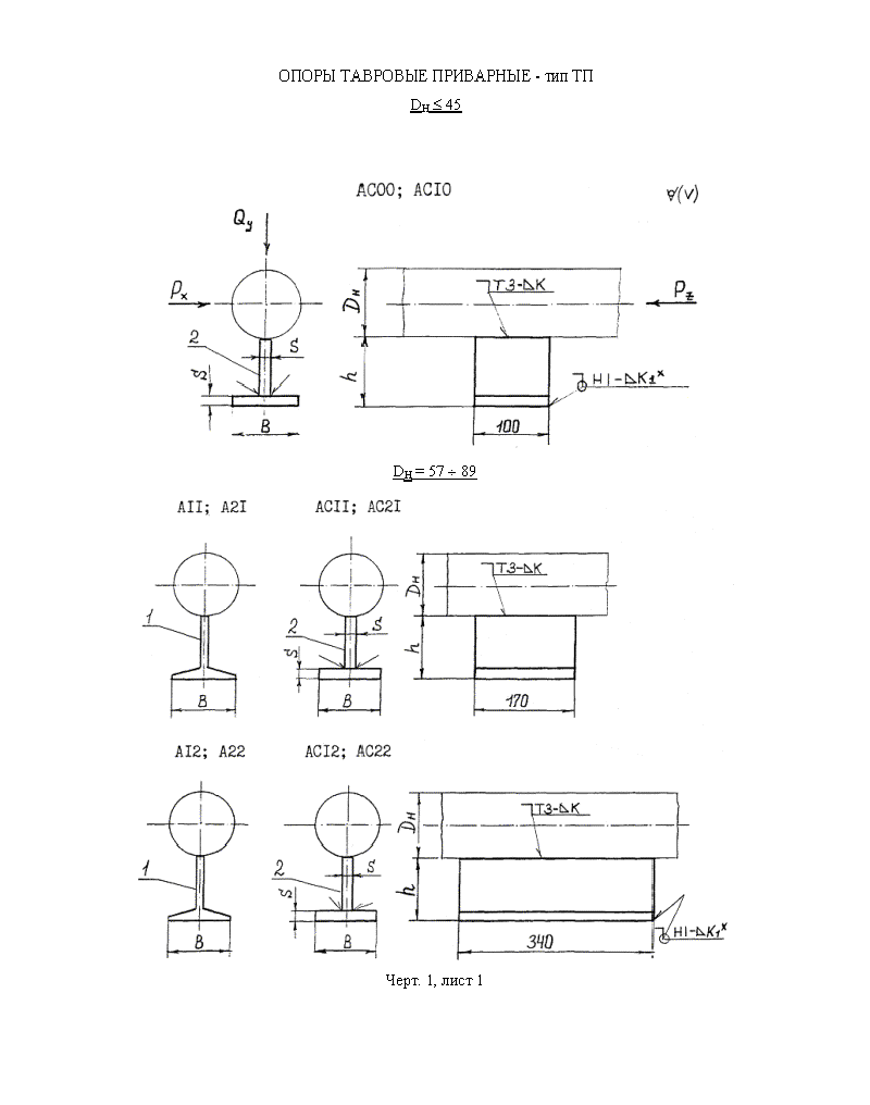 Опоры тавровые приварные ТП. Страница 1